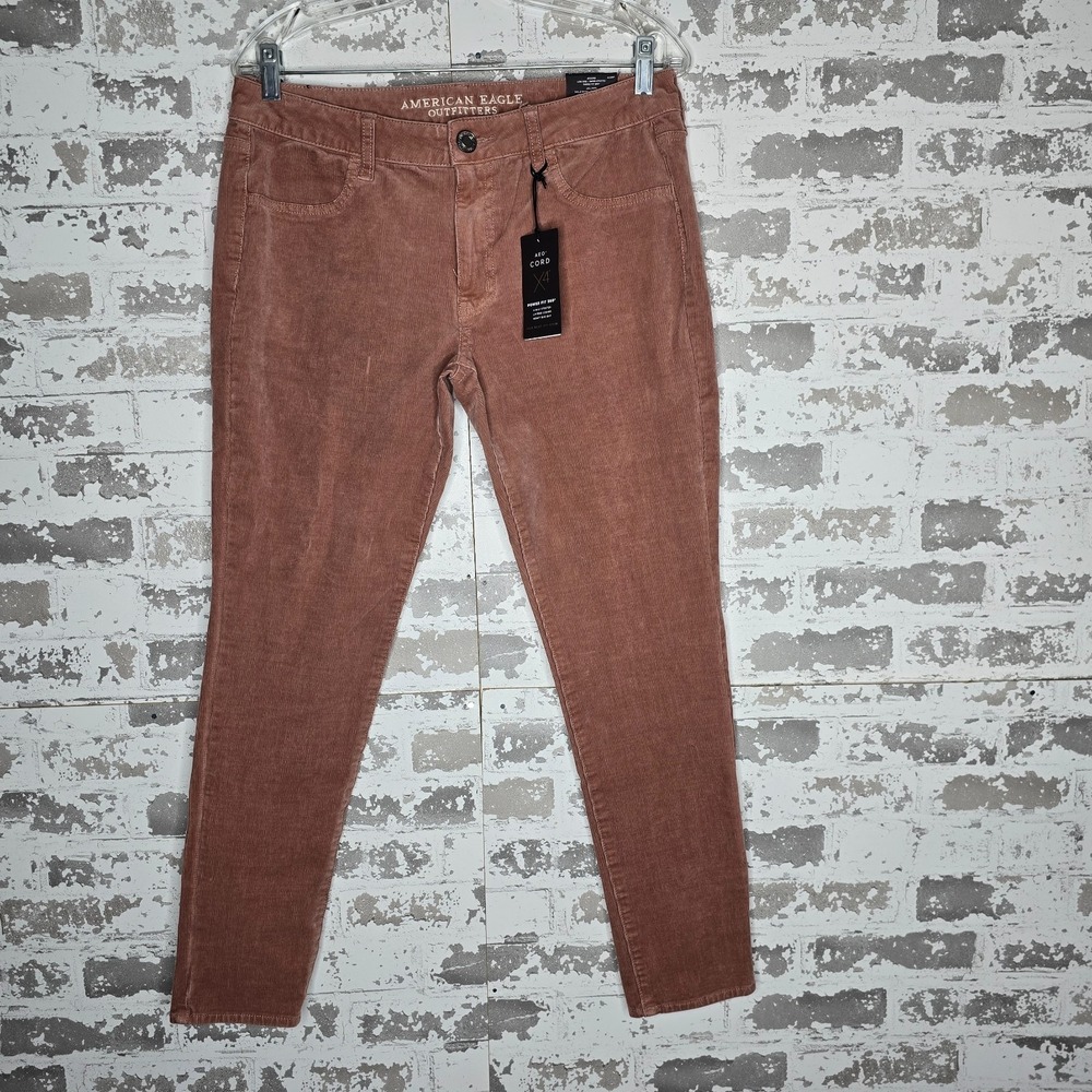 American Eagle Pants Womens 12R Mauve AEO Cord X4 Jegging Low Rise Tapered Leg